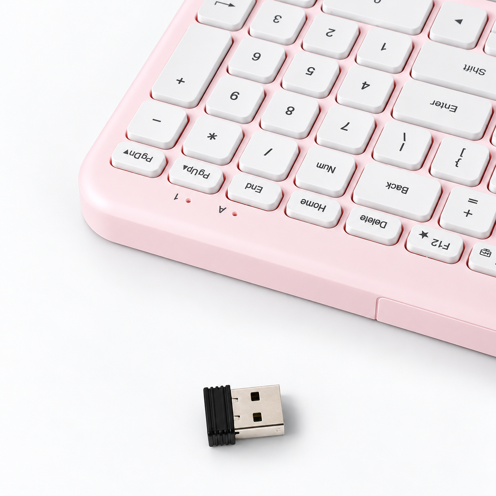 Pink Full Size Gradient Wireless Keyboard With Dual Connection