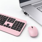 Pink Black Ergonomic Wireless Keyboard And Mouse Combo With Single Usb Receiver
