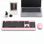 Pink Black Ergonomic Wireless Keyboard And Mouse Combo With Single Usb Receiver