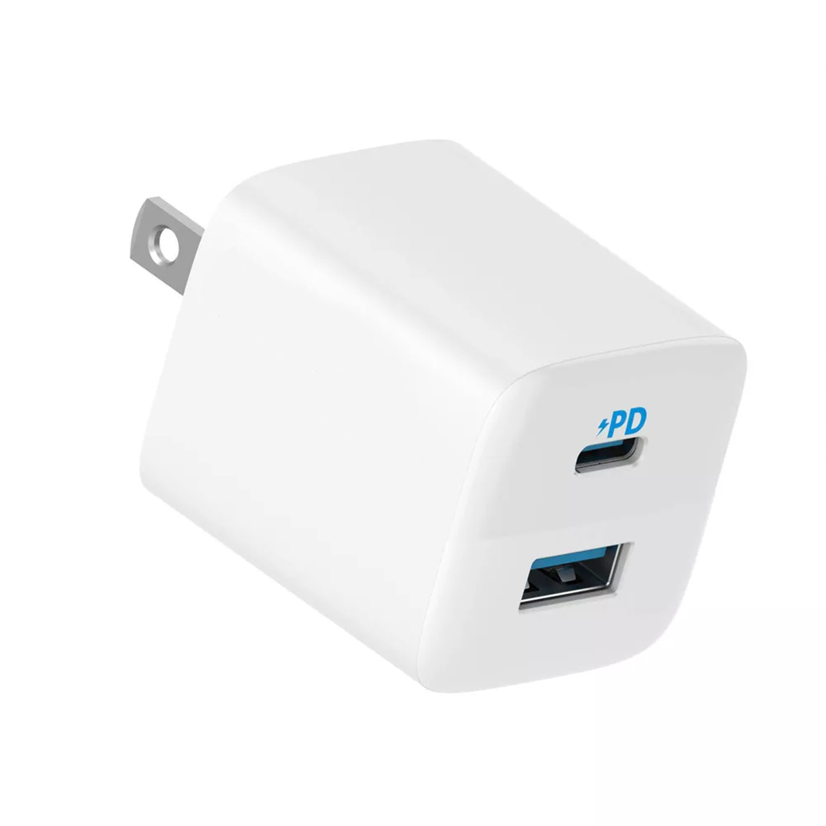 33W Dual Port Wall Charger With Usb-C Pd Fast Charging