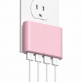 Pink Slim 4-Port Usb Wall Charger With Foldable Prongs For Home And Travel